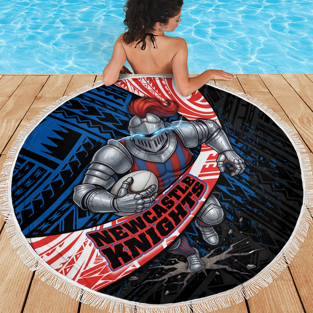 Newcastle Knights Rugby Beach Blanket Tribal Polynesian Power Art - Lightning Mascot