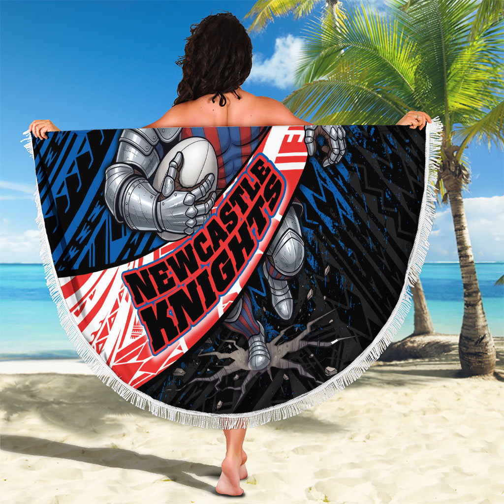 Newcastle Knights Rugby Beach Blanket Tribal Polynesian Power Art - Lightning Mascot