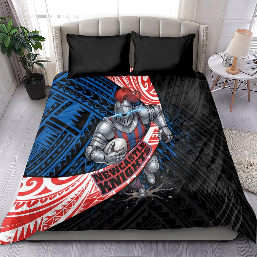 Newcastle Knights Rugby Bedding Set Tribal Polynesian Power Art - Lightning Mascot