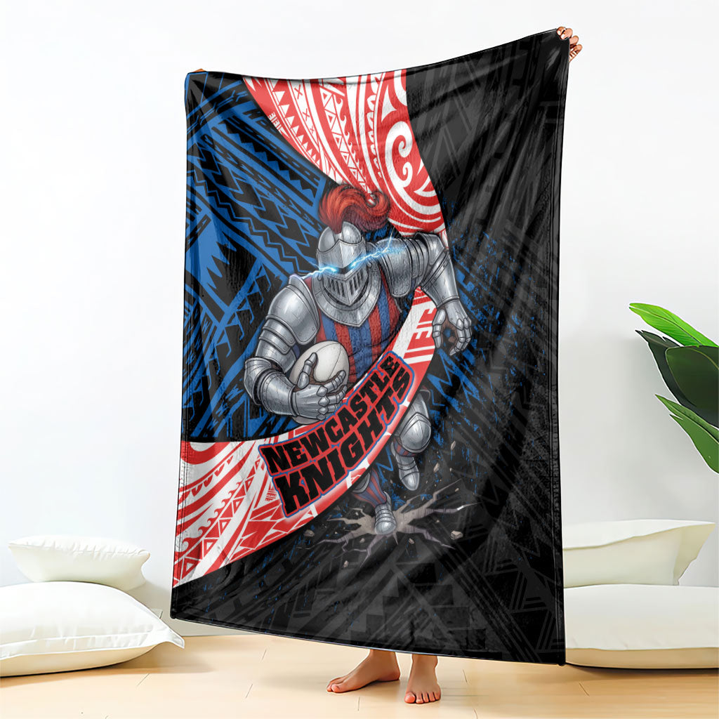 Newcastle Knights Rugby Blanket Tribal Polynesian Power Art - Lightning Mascot