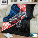 Newcastle Knights Rugby Blanket Tribal Polynesian Power Art - Lightning Mascot