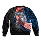 Newcastle Knights Rugby Bomber Jacket Tribal Polynesian Power Art - Lightning Mascot