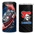 Newcastle Knights Rugby 4 in 1 Can Cooler Tumbler Tribal Polynesian Power Art - Lightning Mascot
