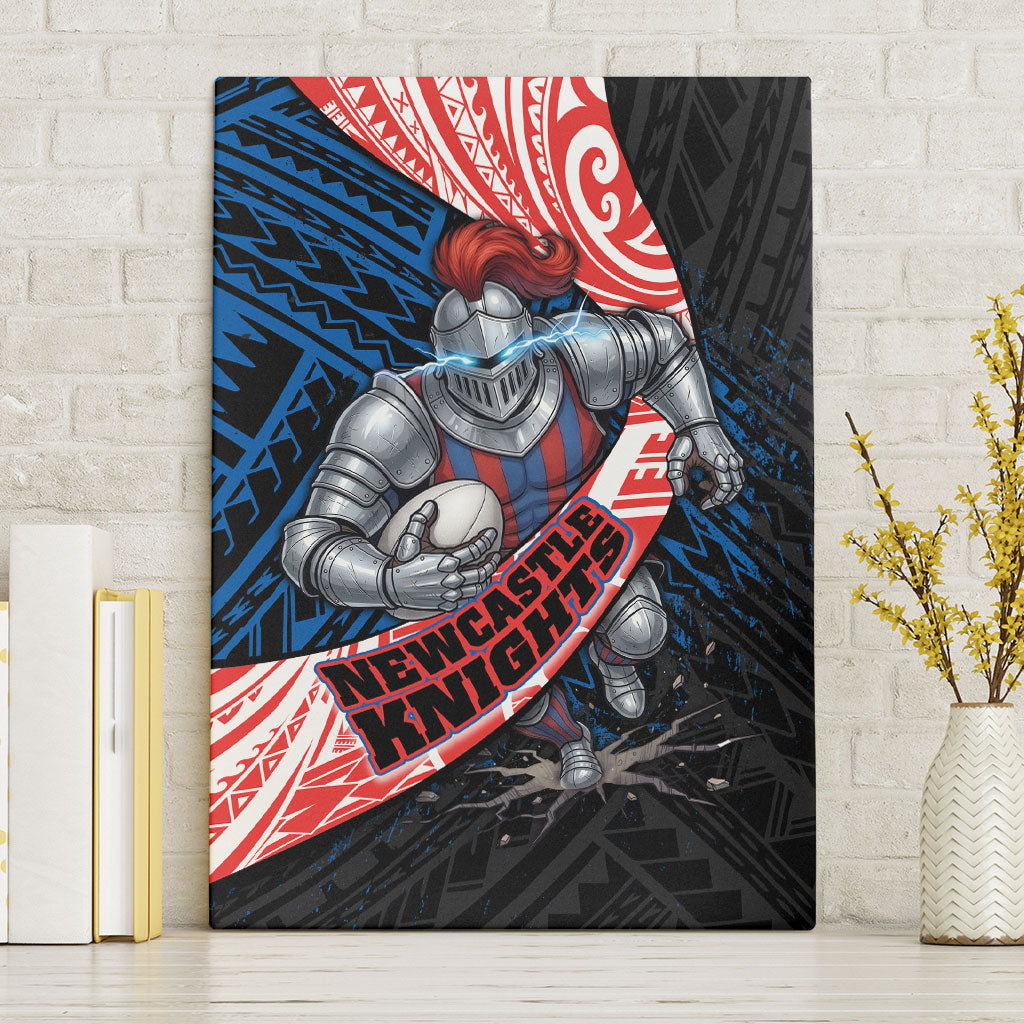 Newcastle Knights Rugby Canvas Wall Art Tribal Polynesian Power Art - Lightning Mascot