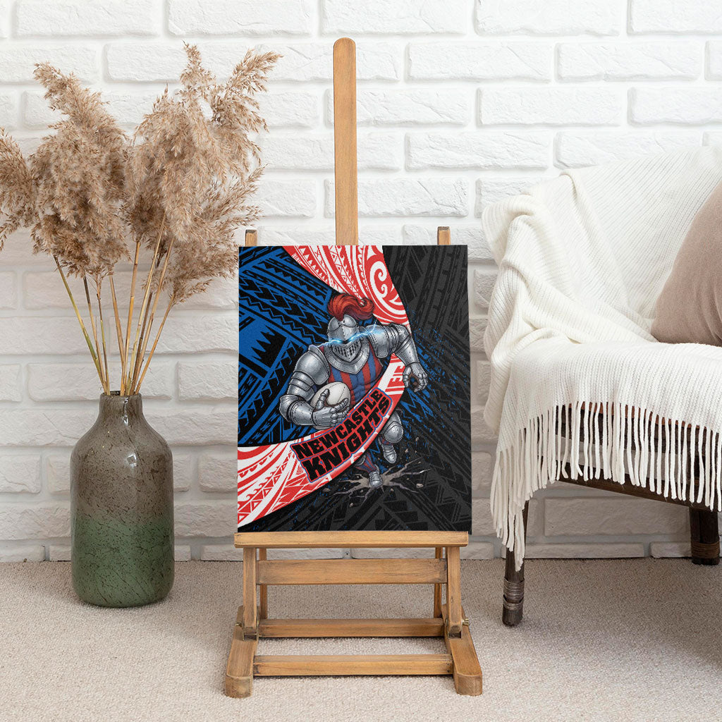 Newcastle Knights Rugby Canvas Wall Art Tribal Polynesian Power Art - Lightning Mascot