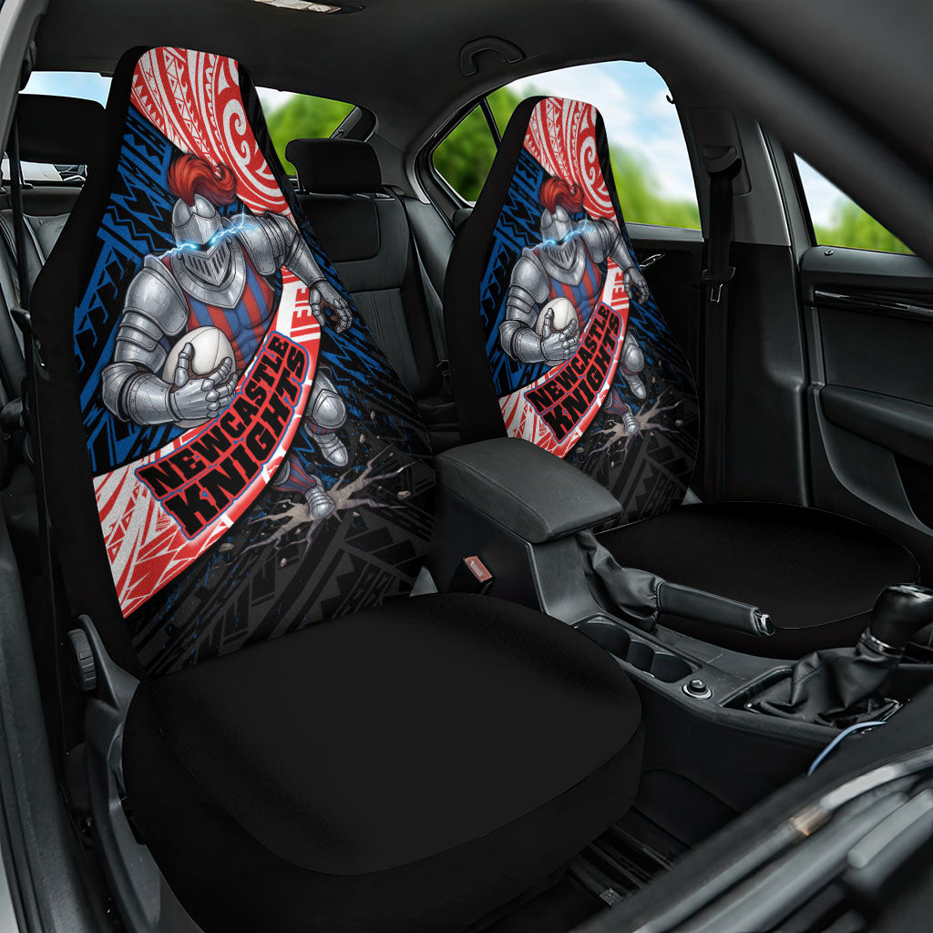 Newcastle Knights Rugby Car Seat Cover Tribal Polynesian Power Art - Lightning Mascot