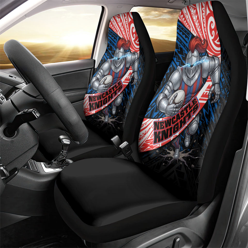 Newcastle Knights Rugby Car Seat Cover Tribal Polynesian Power Art - Lightning Mascot