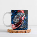 Newcastle Knights Rugby Ceramic Mug Tribal Polynesian Power Art - Lightning Mascot