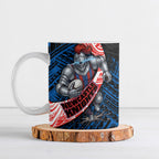 Newcastle Knights Rugby Ceramic Mug Tribal Polynesian Power Art - Lightning Mascot