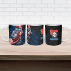 Newcastle Knights Rugby Ceramic Mug Tribal Polynesian Power Art - Lightning Mascot