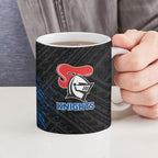 Newcastle Knights Rugby Ceramic Mug Tribal Polynesian Power Art - Lightning Mascot