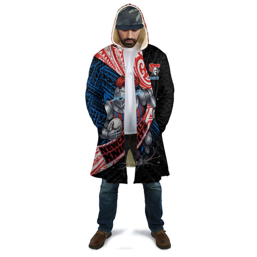Newcastle Knights Rugby Cloak Tribal Polynesian Power Art - Lightning Mascot