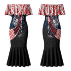 Newcastle Knights Rugby Couples Matching Mermaid Dress and Hawaiian Shirt Tribal Polynesian Power Art - Lightning Mascot