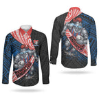 Newcastle Knights Rugby Couples Matching Mermaid Dress and Long Sleeve Button Shirt Tribal Polynesian Power Art - Lightning Mascot