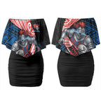 Newcastle Knights Rugby Couples Matching Off Shoulder Short Dress and Long Sleeve Button Shirt Tribal Polynesian Power Art - Lightning Mascot