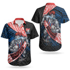 Newcastle Knights Rugby Couples Matching Tank Maxi Dress and Hawaiian Shirt Tribal Polynesian Power Art - Lightning Mascot