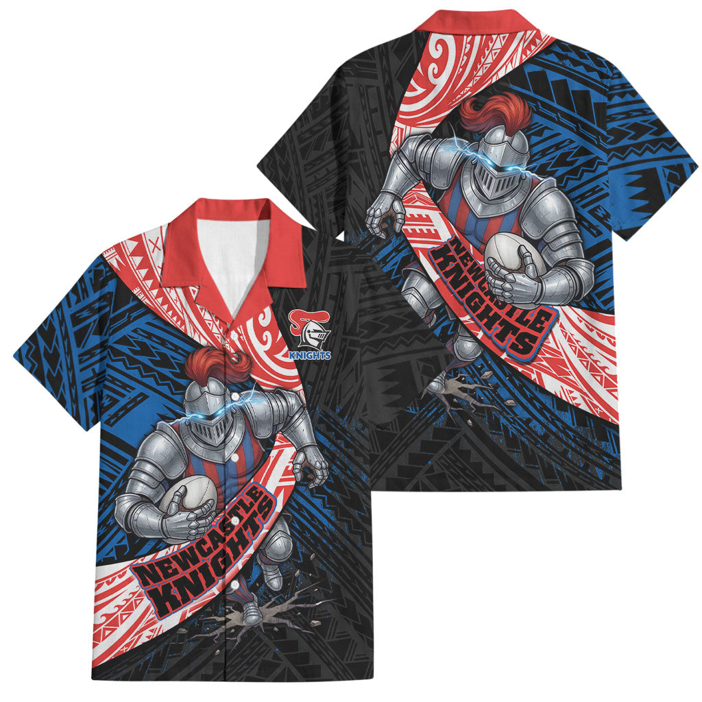 Newcastle Knights Rugby Family Matching Mermaid Dress and Hawaiian Shirt Tribal Polynesian Power Art - Lightning Mascot