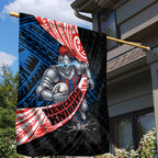 Newcastle Knights Rugby Garden Flag Tribal Polynesian Power Art - Lightning Mascot