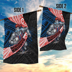 Newcastle Knights Rugby Garden Flag Tribal Polynesian Power Art - Lightning Mascot