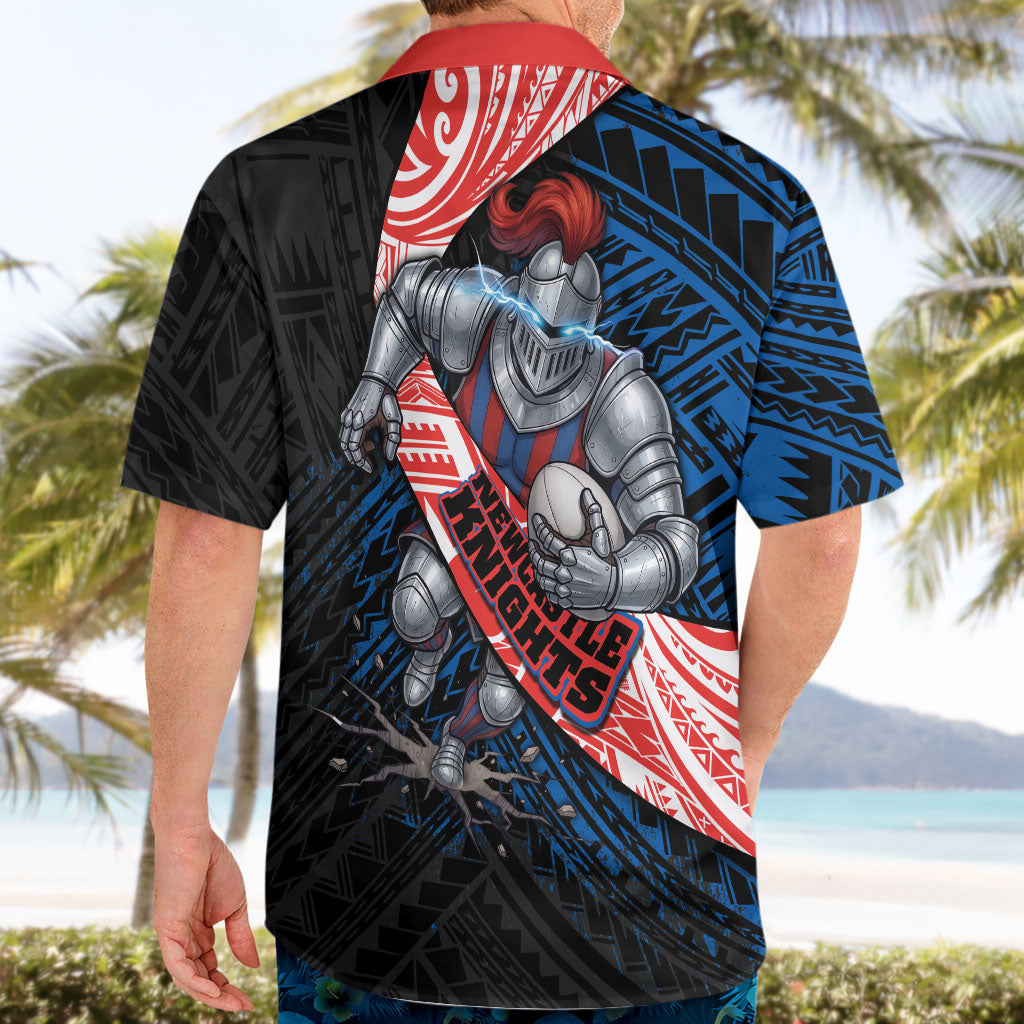 Newcastle Knights Rugby Hawaiian Shirt Tribal Polynesian Power Art - Lightning Mascot