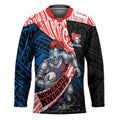 Newcastle Knights Rugby Hockey Jersey Tribal Polynesian Power Art - Lightning Mascot