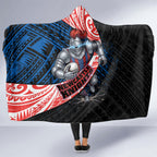 Newcastle Knights Rugby Hooded Blanket Tribal Polynesian Power Art - Lightning Mascot