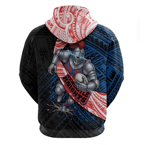Newcastle Knights Rugby Hoodie Tribal Polynesian Power Art - Lightning Mascot