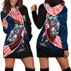 Newcastle Knights Rugby Hoodie Dress Tribal Polynesian Power Art - Lightning Mascot