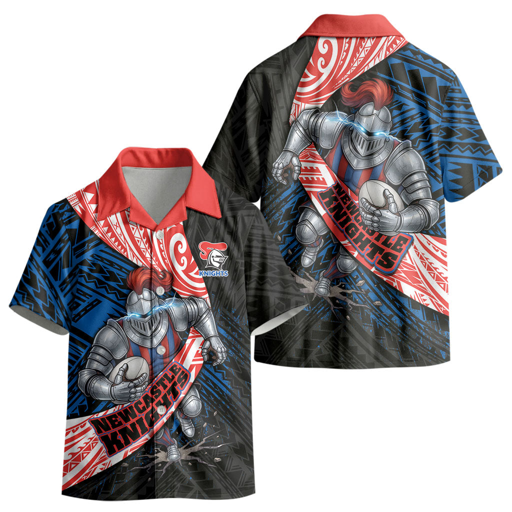 Newcastle Knights Rugby Kid Hawaiian Shirt Tribal Polynesian Power Art - Lightning Mascot