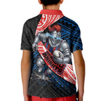 Newcastle Knights Rugby Kid Polo Shirt Tribal Polynesian Power Art - Lightning Mascot