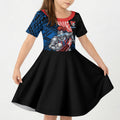 Newcastle Knights Rugby Kid Short Sleeve Dress Tribal Polynesian Power Art - Lightning Mascot