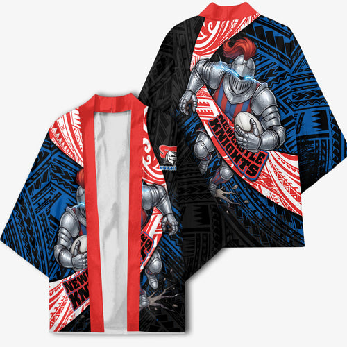 Newcastle Knights Rugby Kimono Tribal Polynesian Power Art - Lightning Mascot