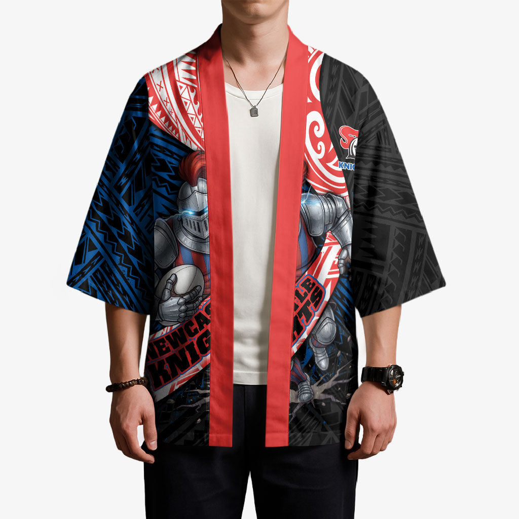 Newcastle Knights Rugby Kimono Tribal Polynesian Power Art - Lightning Mascot
