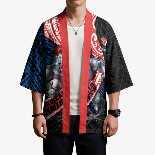 Newcastle Knights Rugby Kimono Tribal Polynesian Power Art - Lightning Mascot