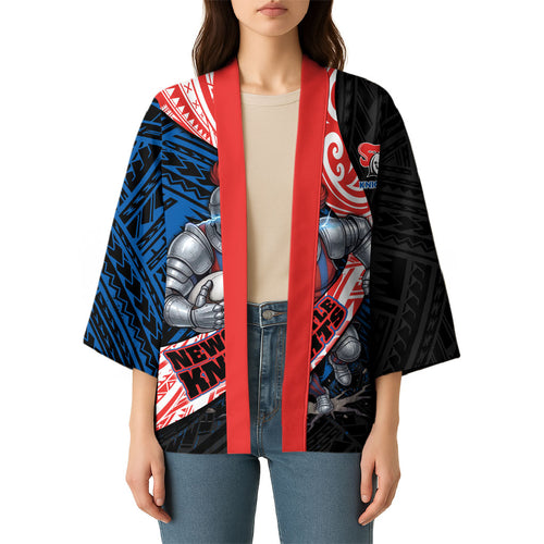 Newcastle Knights Rugby Kimono Tribal Polynesian Power Art - Lightning Mascot