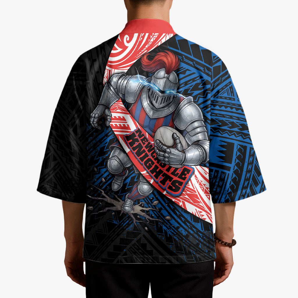 Newcastle Knights Rugby Kimono Tribal Polynesian Power Art - Lightning Mascot