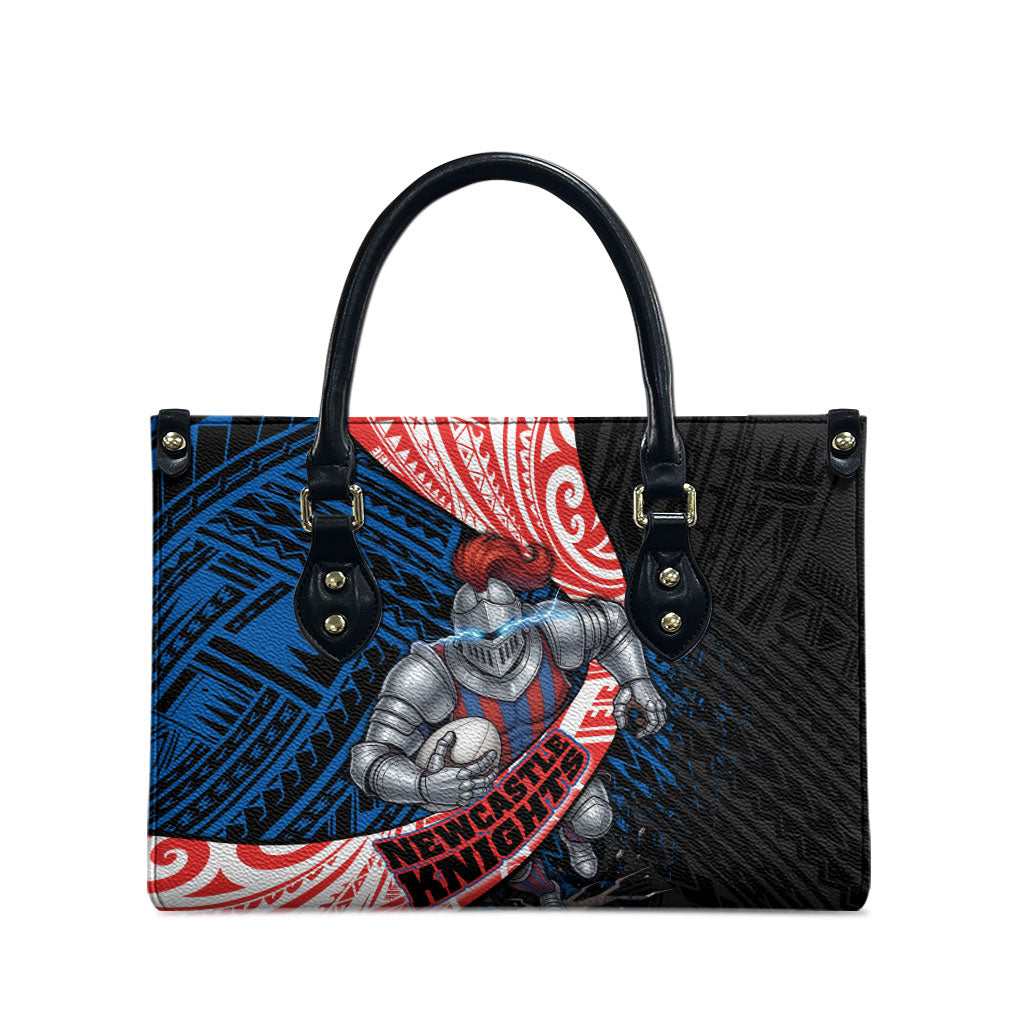 Newcastle Knights Rugby Leather Bag Tribal Polynesian Power Art - Lightning Mascot