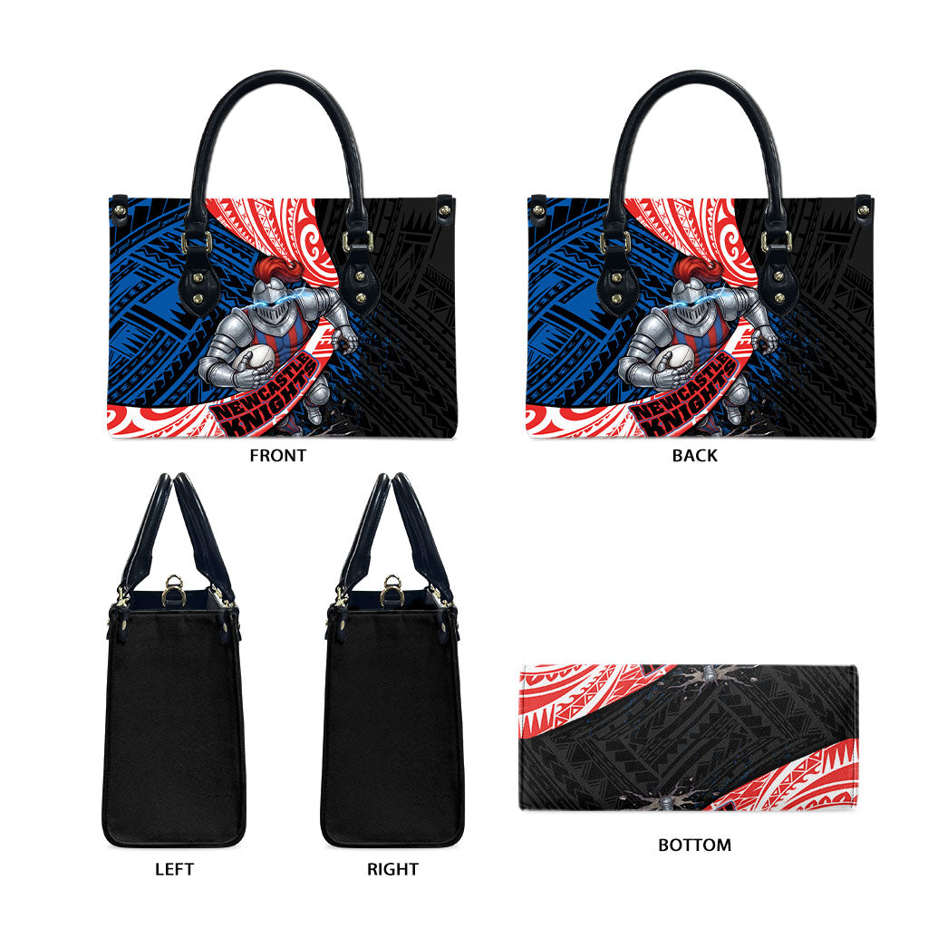 Newcastle Knights Rugby Leather Bag Tribal Polynesian Power Art - Lightning Mascot