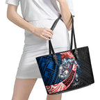 Newcastle Knights Rugby Leather Tote Bag Tribal Polynesian Power Art - Lightning Mascot