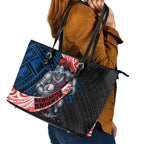Newcastle Knights Rugby Leather Tote Bag Tribal Polynesian Power Art - Lightning Mascot