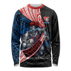 Newcastle Knights Rugby Long Sleeve Shirt Tribal Polynesian Power Art - Lightning Mascot