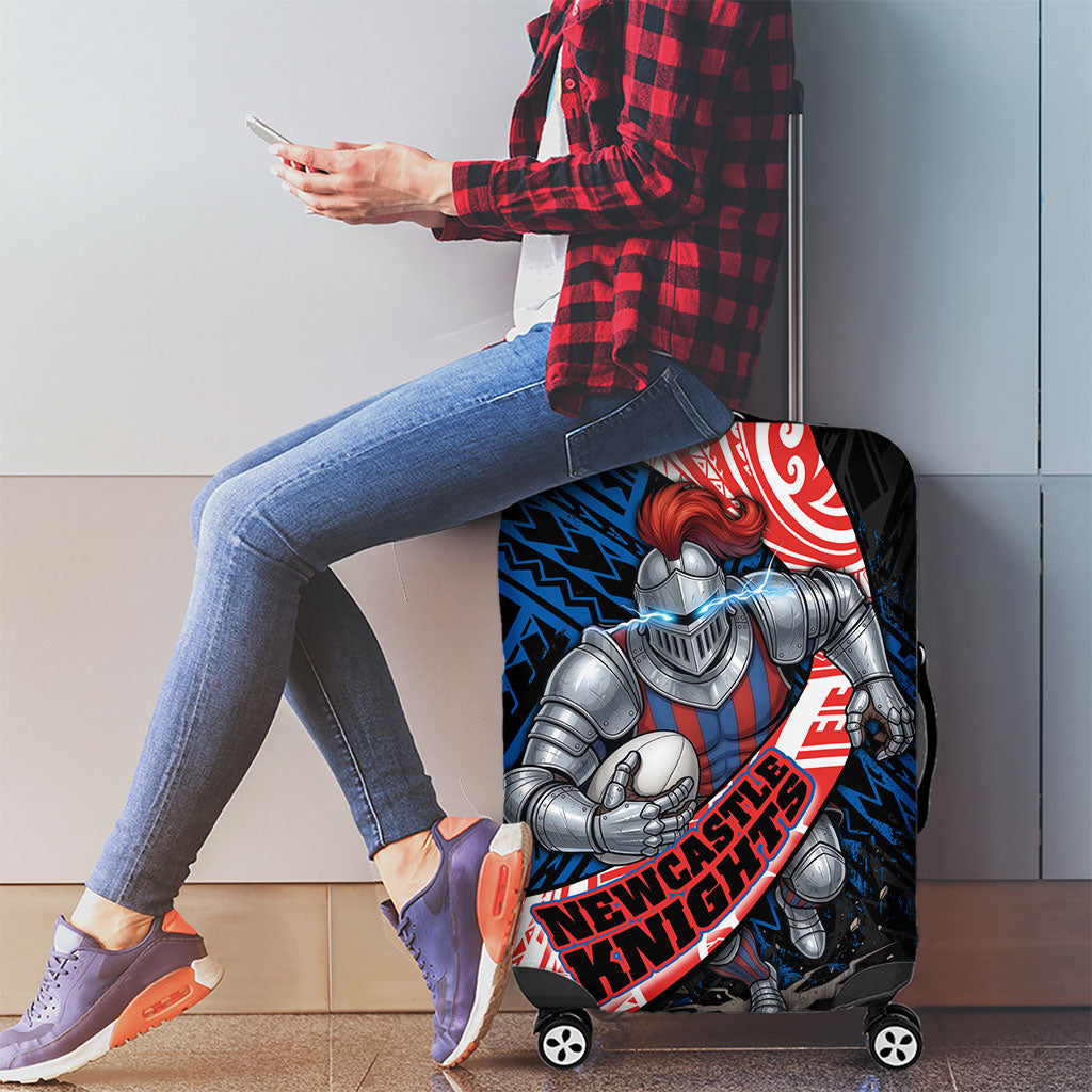 Newcastle Knights Rugby Luggage Cover Tribal Polynesian Power Art - Lightning Mascot