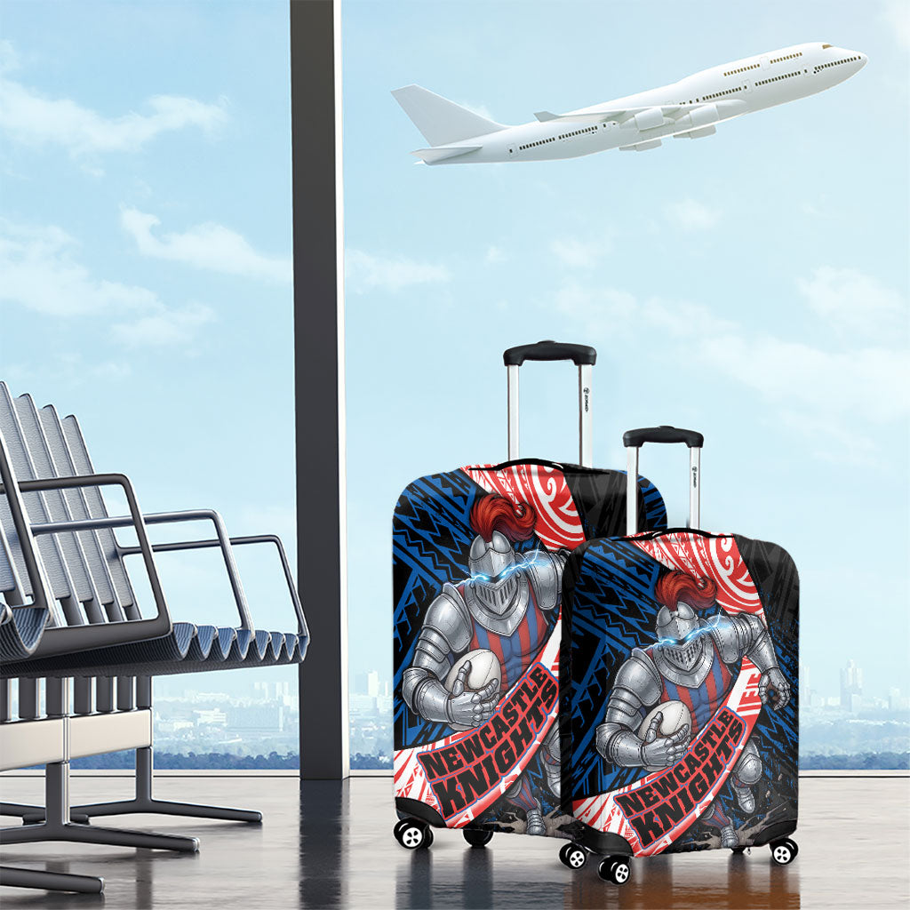 Newcastle Knights Rugby Luggage Cover Tribal Polynesian Power Art - Lightning Mascot