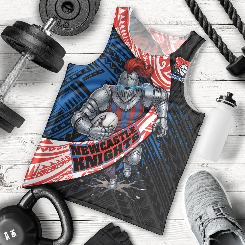 Newcastle Knights Rugby Men Tank Top Tribal Polynesian Power Art - Lightning Mascot