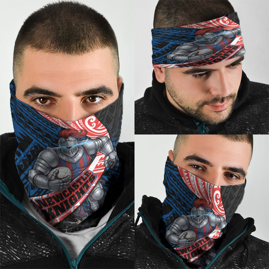 Newcastle Knights Rugby Neck Gaiter Tribal Polynesian Power Art - Lightning Mascot