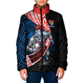 Newcastle Knights Rugby Padded Jacket Tribal Polynesian Power Art - Lightning Mascot