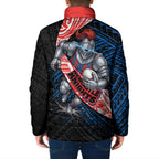 Newcastle Knights Rugby Padded Jacket Tribal Polynesian Power Art - Lightning Mascot