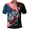Newcastle Knights Rugby Polo Shirt Tribal Polynesian Power Art - Lightning Mascot