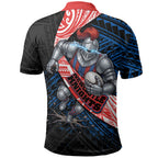 Newcastle Knights Rugby Polo Shirt Tribal Polynesian Power Art - Lightning Mascot