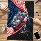 Newcastle Knights Rugby Puzzle Tribal Polynesian Power Art - Lightning Mascot